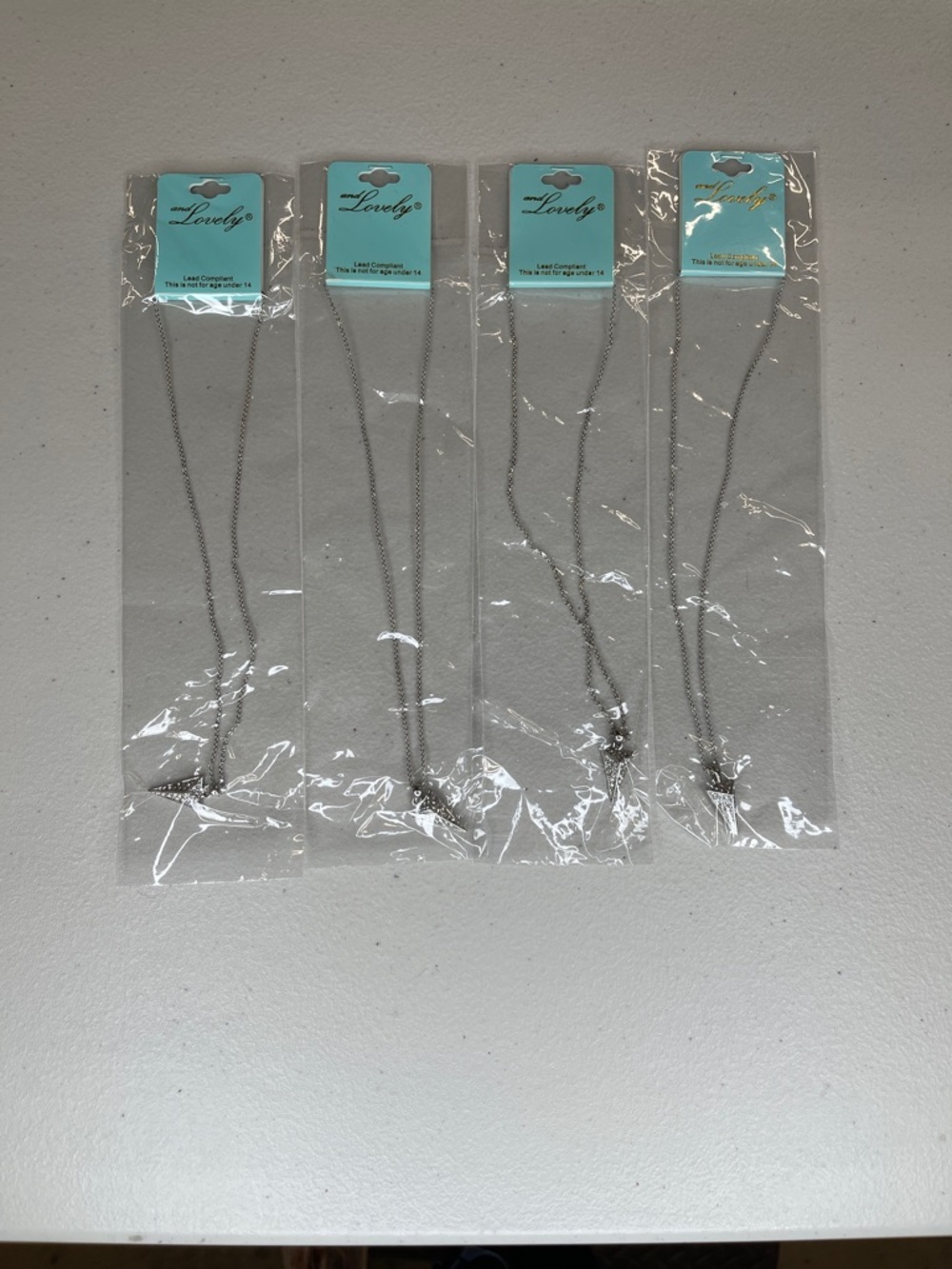 Silver Tone Pendant Necklaces Set of 4